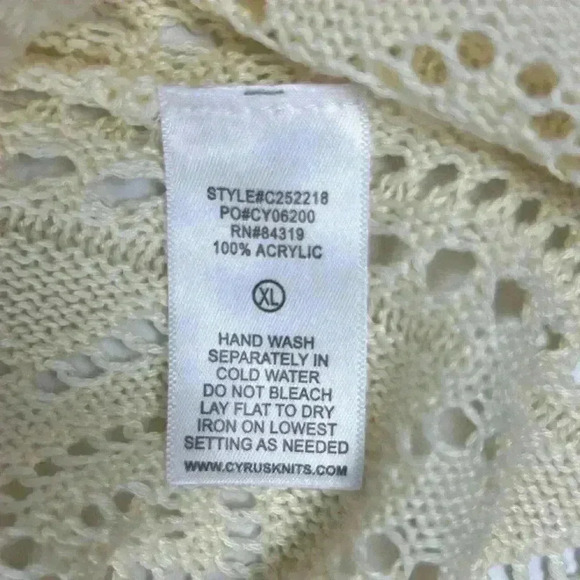 Cyrus NWT Open Stitch Creamy Alabaster Off White Cardigan Sweater SZ X-Large - Picture 7 of 10